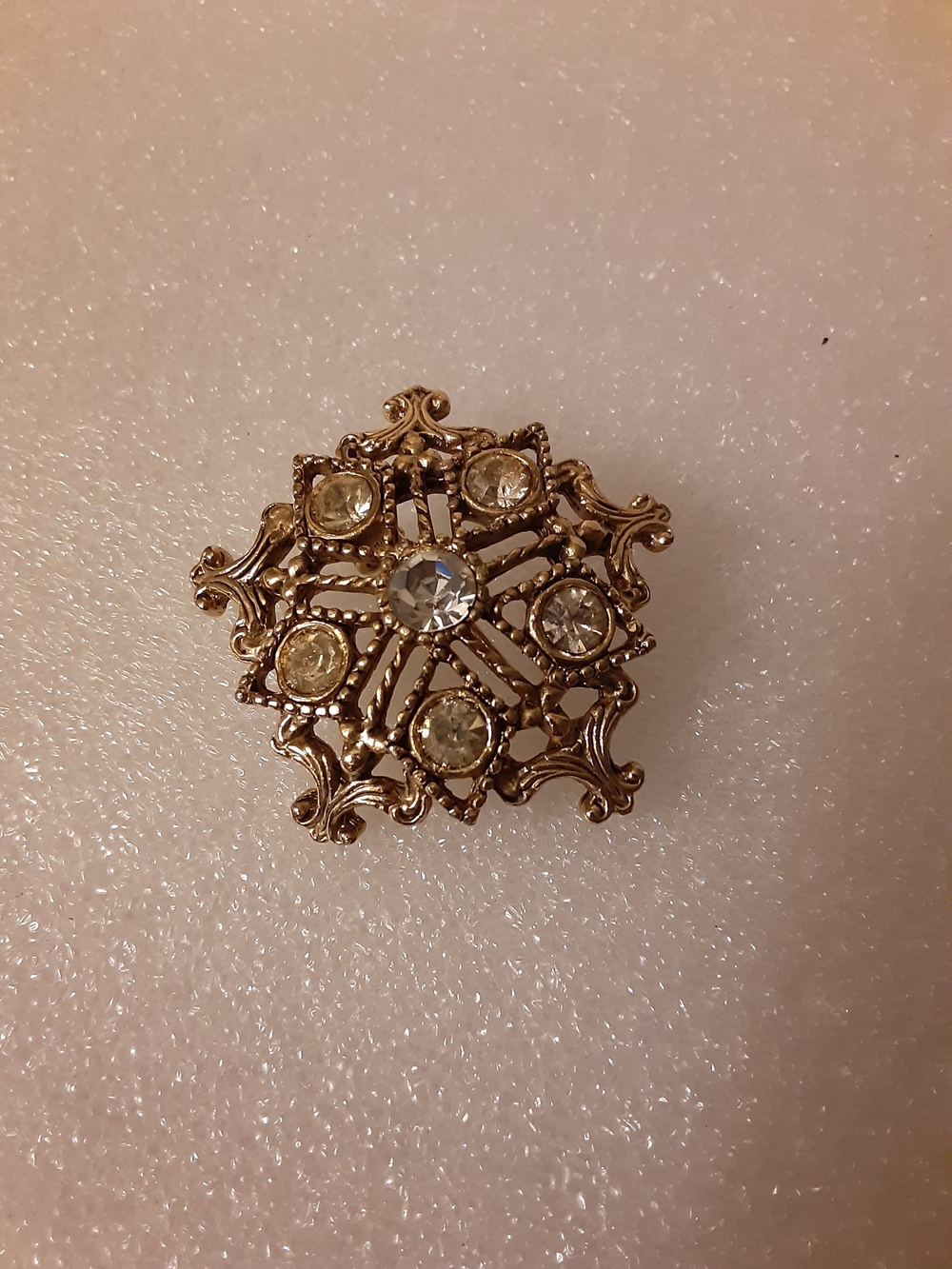 Gold-Tone Crystal Snowflake Brooch - Decorative Women's Jewelry